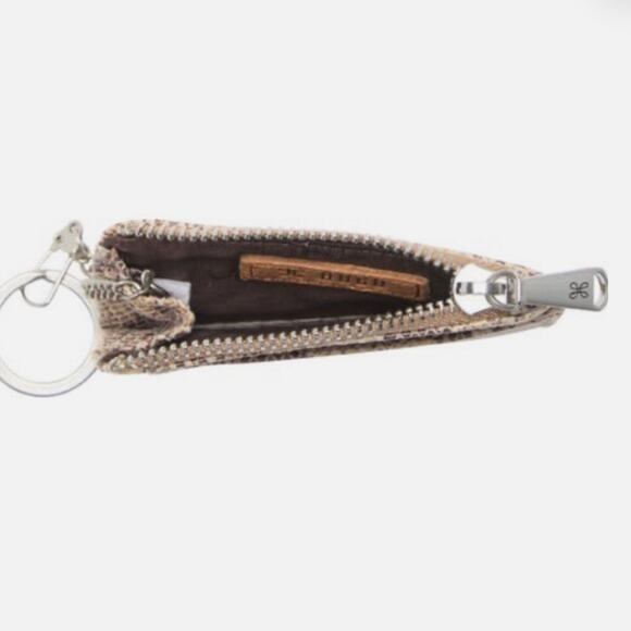 Hobo Leather Card Case Keychain Brown Snakeskin Kai New - Picture 4 of 9